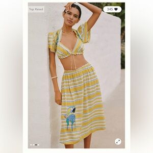 Anthropologie Celandine Copacabana Midi Skirt